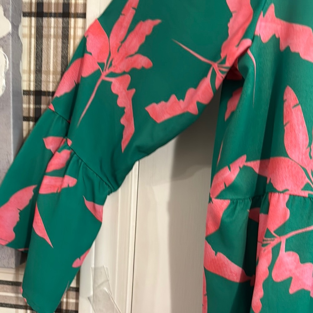Green and Pink Floral Midi Dress - Picture 4 of 10